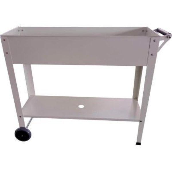 Almo Fulfillment Services Llc Hanover Galvanized Steel Mobile Raised Planter Cart with Wheels, 16"D x 39.3"W x 31.5"H, White HANPLCART-WHT